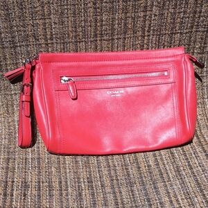 Coach Orange Leather Wristlet Clutch